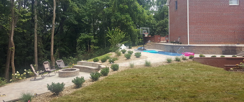 Multi Level Terrace Hardscaping With Pool in Limestone, TN