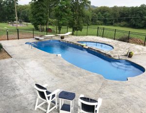 Inground fiberglass multi-level pool installed in Kingsport TN