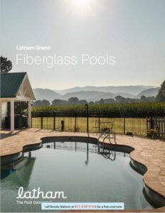 Thumbnail image of the Latham 2023 fiberglass pools catalog front cover featuring a Brooks Malone installation
